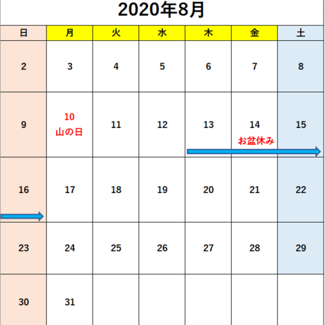 お盆休み2020